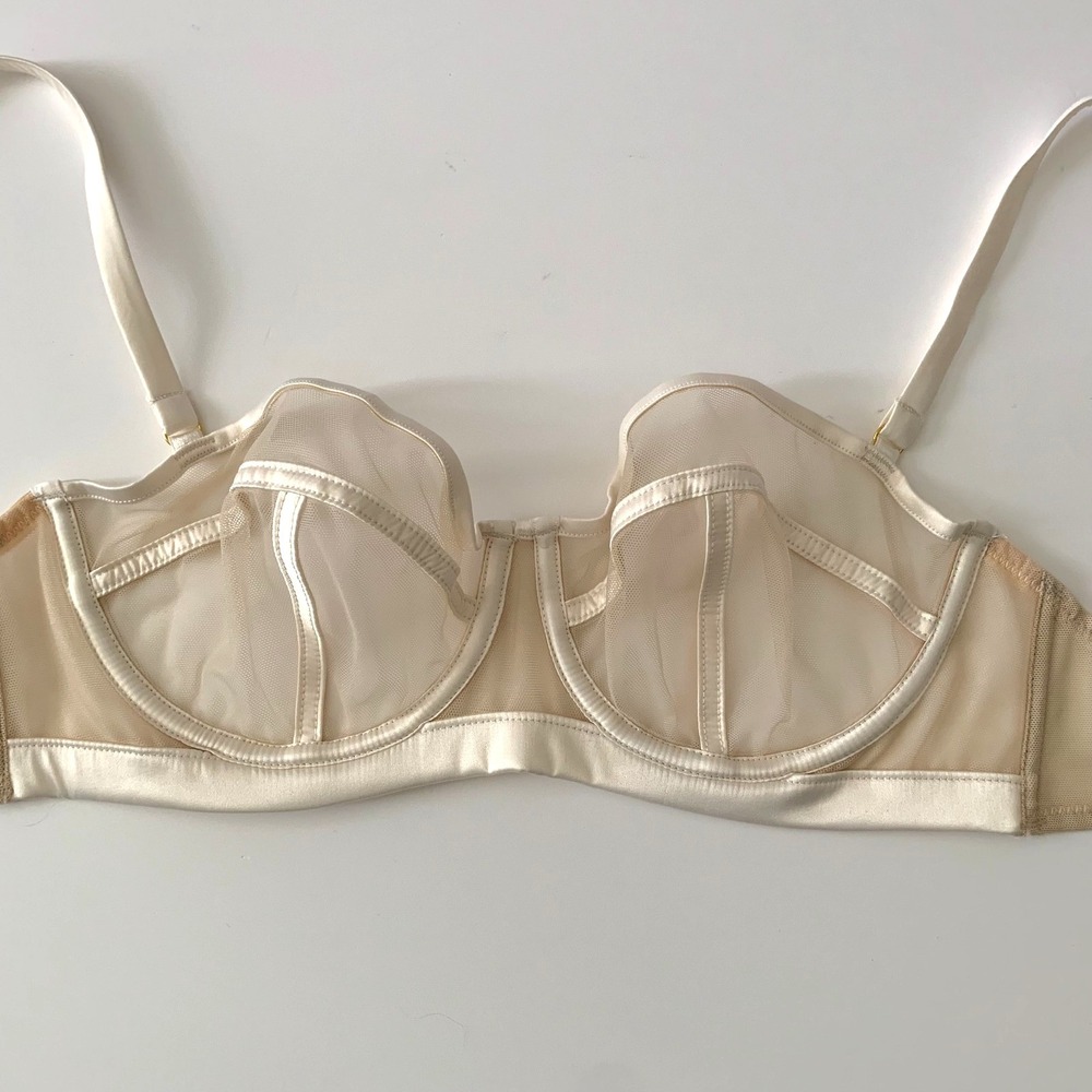 NWT Figleaves Pimlico Bra Nude Ivory Sheer Underwire Bra 32D Non Padded Balcony - Picture 4 of 10